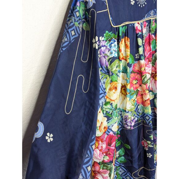 Johnny Was Fanny Ailana 100% Silk Floral Blouse Sz S Boho Chic Flowy C11624B2 - Picture 7 of 9
